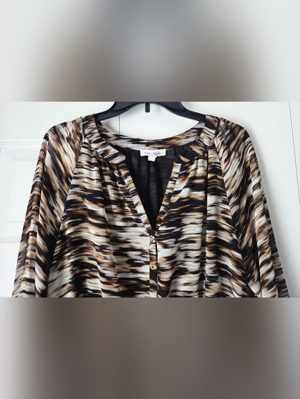 Calvin Klein Brown and Black Abstract Print Top Size M - Picture 3 of 12